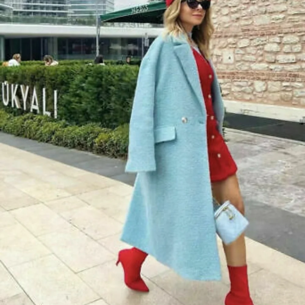 Zara Wool Coat -Limited edition Sky Blue 8357-477 . Bloggers Favorit - Picture 1 of 16